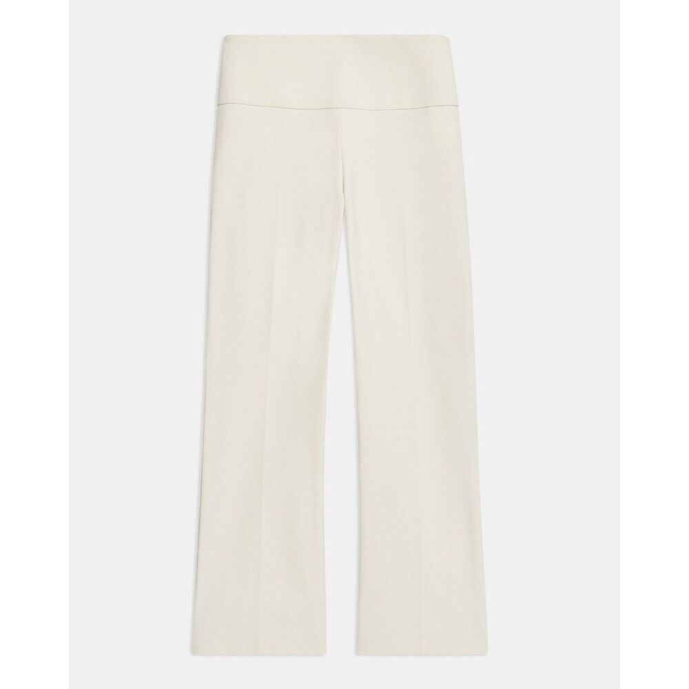 Theory Yoke Pant Eco Stretch Cotton Ecru Ivory Cream Straight Leg Trousers NWT 8